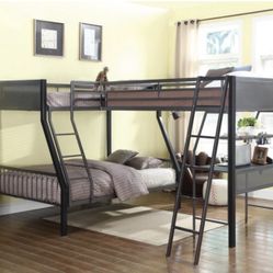 Twin over full Bunk Bed Set Black And Gunmetal Frame /// Financing Available 