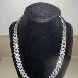 [HUGE SALE] Iced Out Lab Sim Diamonds Cuban Link Chain – 12mm, 20” | S925 Sterling Silver, 18K White Gold Plated