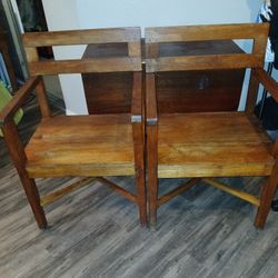 2 Solid Wood Classic Arm Chairs