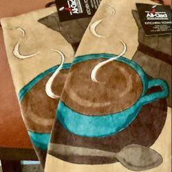 2 KITCHEN TOWELS, ALL CLAD, GREAT GIFT, (SALE)