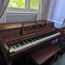 Vintage 1970's Rudolph Wurlitzer Upright Piano With Bench