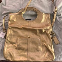 Coach Ergo Convertible Tote #12250 – Metallic Gold Leather 