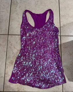 Purple Sequin Racerback Tank Top Estimated Women’s Small Party Festival Y2K