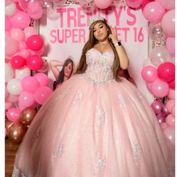 Pink Sweetheart Quinceanera Dress Floor Length Ball Gown $ 7 Hoop Big White Petticoat