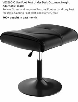 VECELO Height Adjustable Foot Rest Ottoman, Black