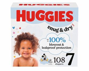 Huggies Size 7 Diapers, Snug & Dry Baby Diapers, Size 7 (41+ lbs), 108 Count