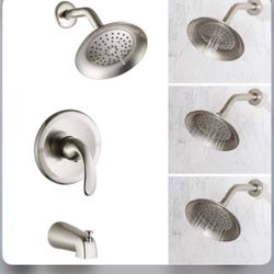 New, Tub Shower Faucet Set with Valve, 6-Inch Shower Head, and Tub Spout - Single-Handle Tub and Shower Trim Kit