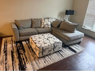 Living Room Set - Sectional, Lamp and End Table, Ottoman and rug