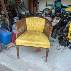 vintage yellow velvet chair