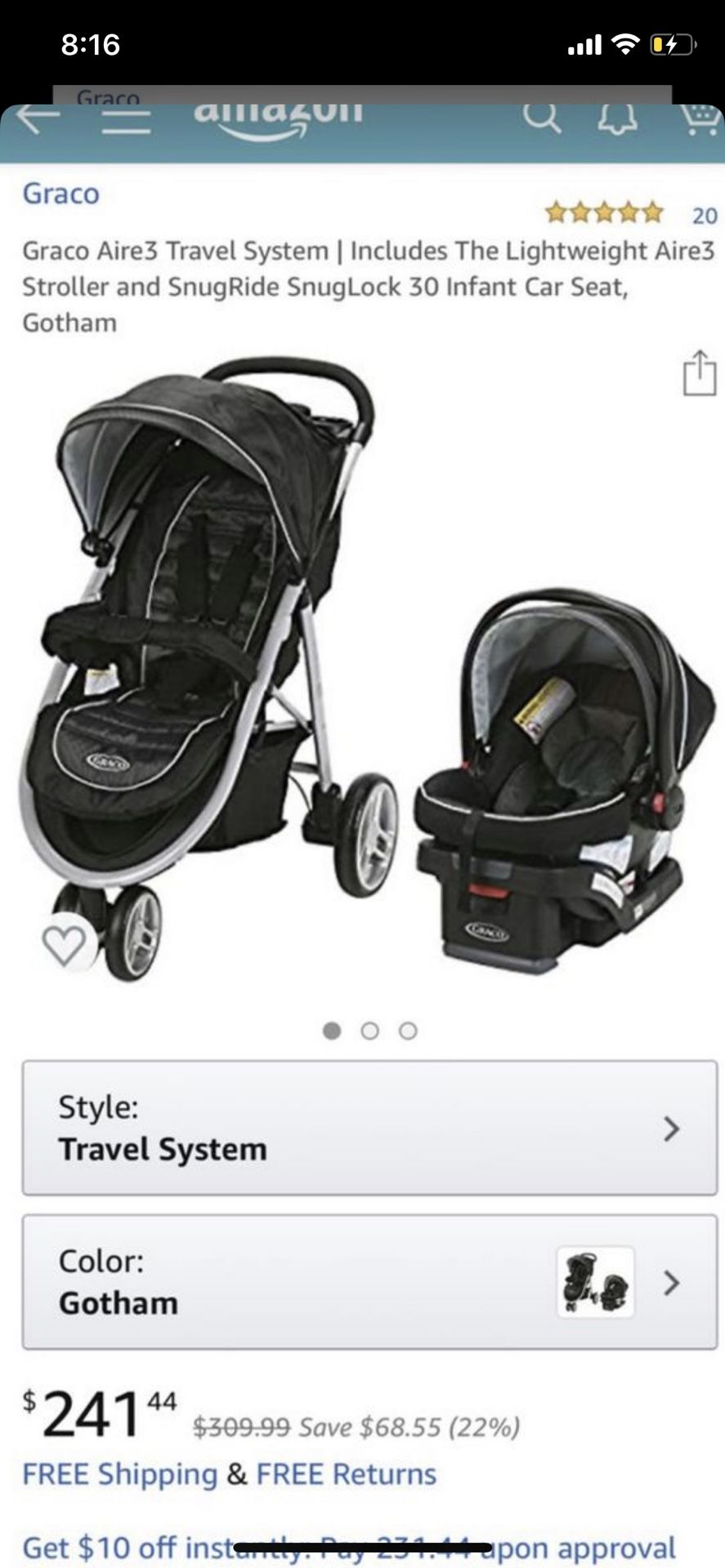 Graco Aire3 Travel system