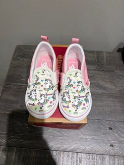 New Vans Slip-On V unicorn pink Toddler Shoes -size 6 1/2