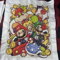 Mario Kart Hand Made Cross Stitch