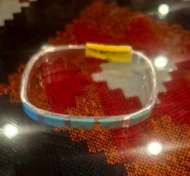 Silver Bangle Bracelet with Turquoise Inlay