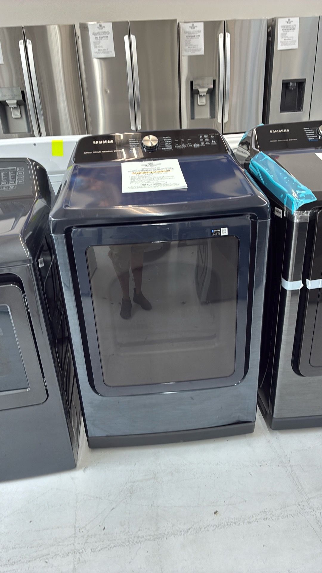Memorial Day Sale Extended to May 31 Sun 🫡🇺🇸 Save $750 Off Blue Samsung 7.4 cu ft Vented Gas Dryer, ADA-Compliant