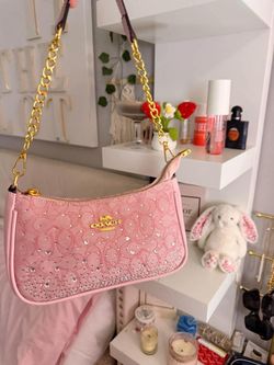Coach Pink Signature Crystal Embellished Mini Bag