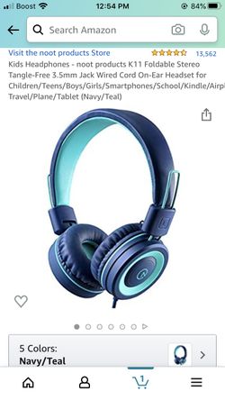 Kids Headphones - noot products K11 Foldable Stereo Tangle-Free 3.5mm Jack Wired Cord On-Ear Headset for Children/Teens/Boys/Girls/Smartphones/School