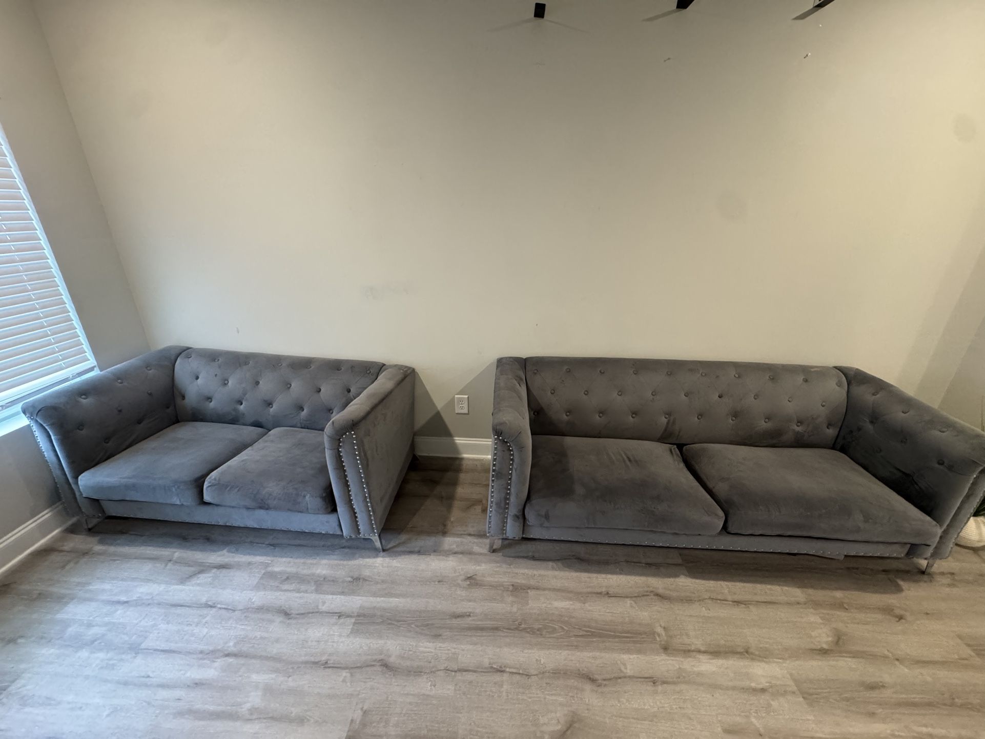Velvet Grey Couch Set