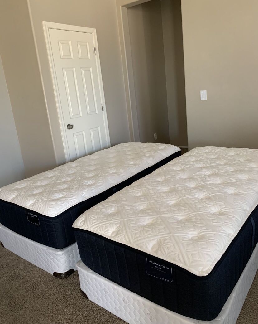 1 TWIN XL STEARNS AND FOSTER MATTRESS AND FREE BOX SPRINGS