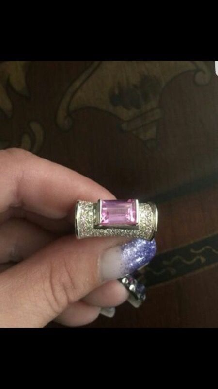 925 Pink and White Sapphire Ring