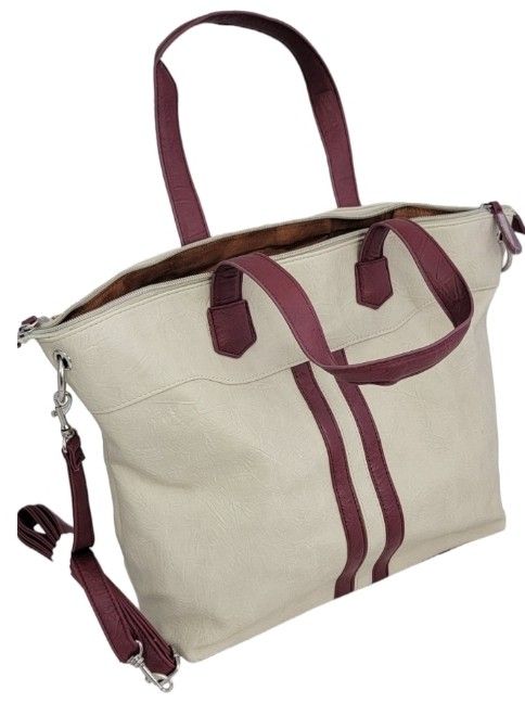New Satchel Shoulder Bag Purse Tote Hand Bag PU Leather White Large Size