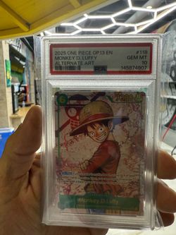 One Piece OP13 Monkey D. Luffy Alternate Art PSA 10