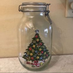 Large Vintage Hermetic Glass Mason Jar Cookie Christmas Tree Holiday 3L 3/4 Gallon USA Cookie