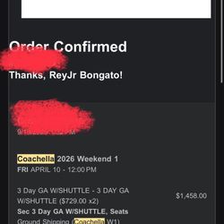2 Coachella Weekend 1 Tickets With Shuttle Pass 