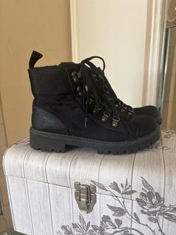 Black Lace-Up Combat Hiking Boots