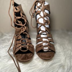 Cute Strapy Brown Heels 
