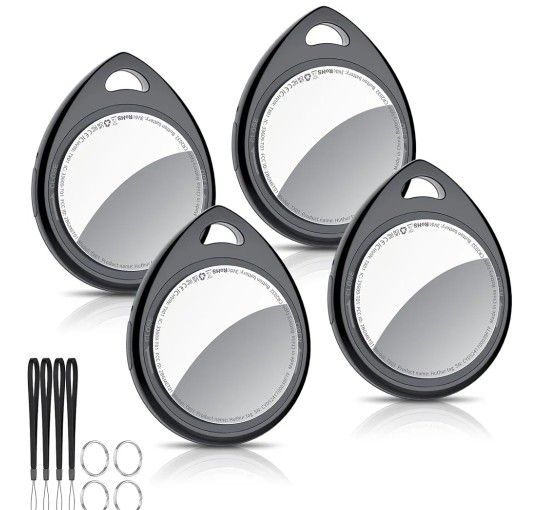 Air Tracker Tags-4 Pack, 5.3 Bluetooth Tracker Work with Apple Find My (iOS Only), 100dB Sound, Smart Tag with Keychain/Lanyard, Item Finder for Lugga