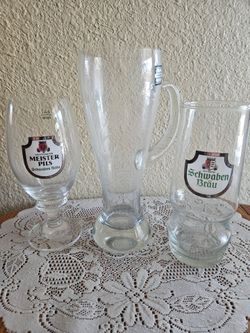 3 Schwaben Bräu German Beer Glasses Set of 3