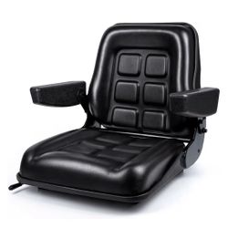 Universal Forklift Seat with Adjustable Mounting Holes Armrests – Foldable Tractor Seat for Mowers Skid Steer Loaders $60