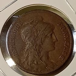 #196 France 1900 Coin 5 C