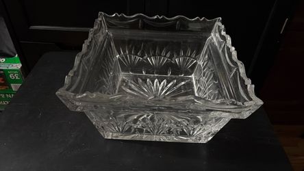 Crystal Cut Glass Square Serving Bowl