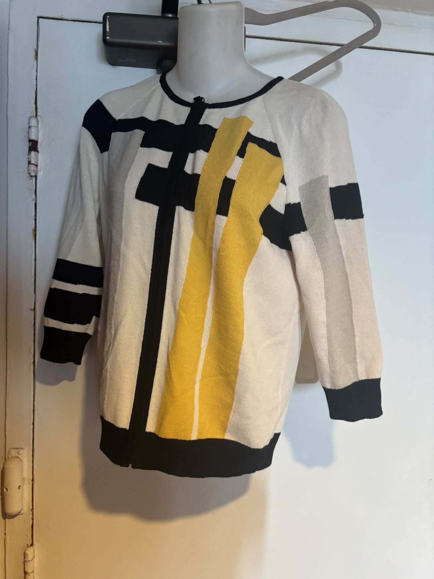 St. John Sport dress suit top abstract blouse Sweater & Tank cardigan bright