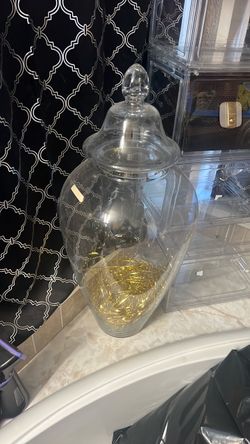 2 Large Clear Glass Apothecary Jar with Lid
