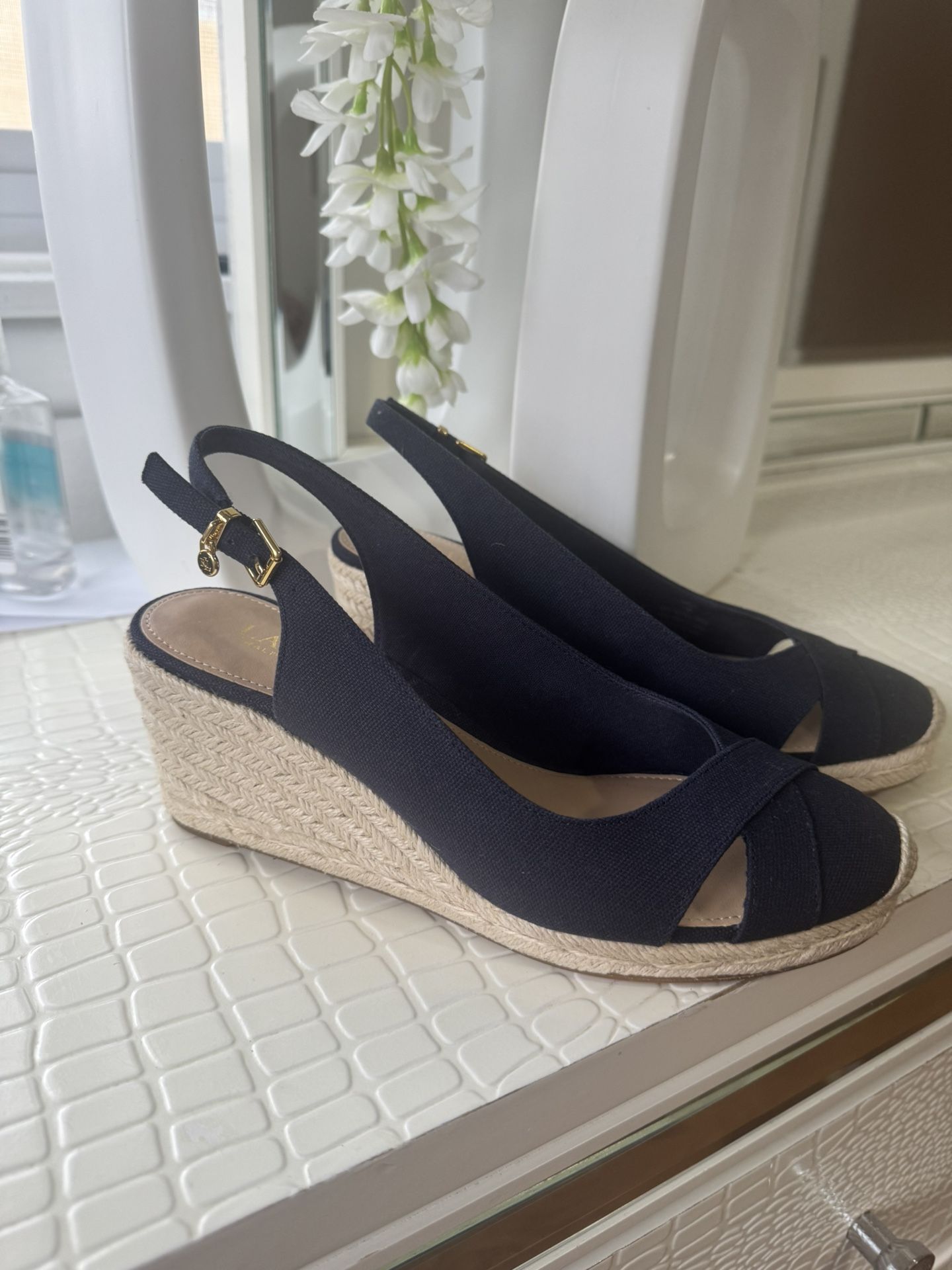 Lauren Ralph Lauren , Espadrilles Navy Blue Color , Size 7.5 , New , Not Box.