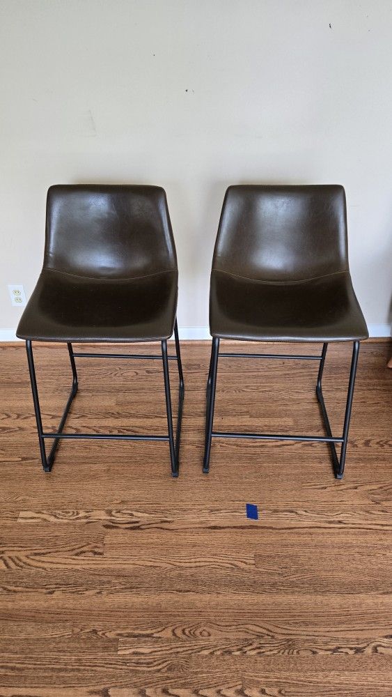 Metal And Faux Leather Counter Stools
