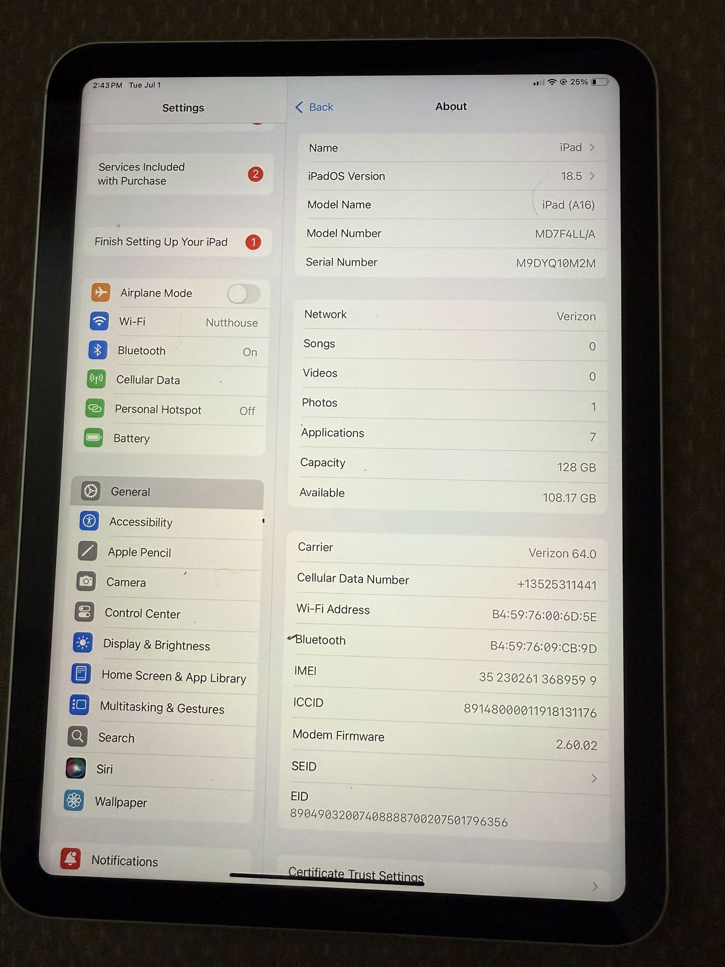 iPad A16 (11th Gen) WiFi + LTE [Verizon]