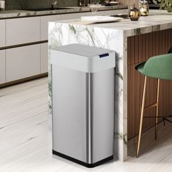 New Arlopu 18.5 Gallon Automatic Kitchen Trash Can, Wings Open Lid Motion Sensor Garbage Can Stainless Steel Wastebasket 