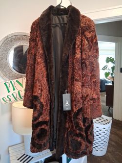 Brown Curly Mink Fur Long Coat