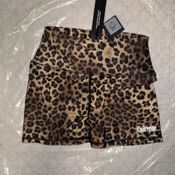 New Civil Regime Leopard Biker Shorts - Size L