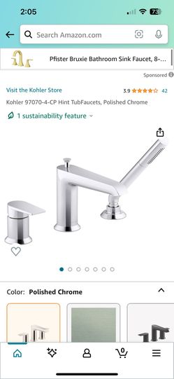 Kohler 97070-4-CP Hint TubFaucets, Polished Chrome, Brand new