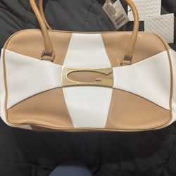 Gherardini White/ Brown Leather Handbag 7,4 X 12.6X 2,56 (LenghtX HeightX Width)