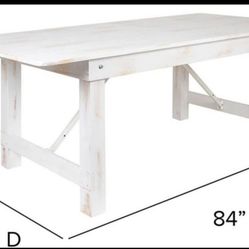 RectangularAntique Rustic White Solid Pine Folding Farm Table