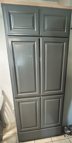 Large Gray Pantry Cabinet