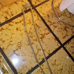 4 MM Cuban Chain 925 Over Gold Plated Won't Cornish 