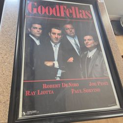 Vintage 1998 Goodfellas Movie Poster Gangster Film Framed 39" X 27"