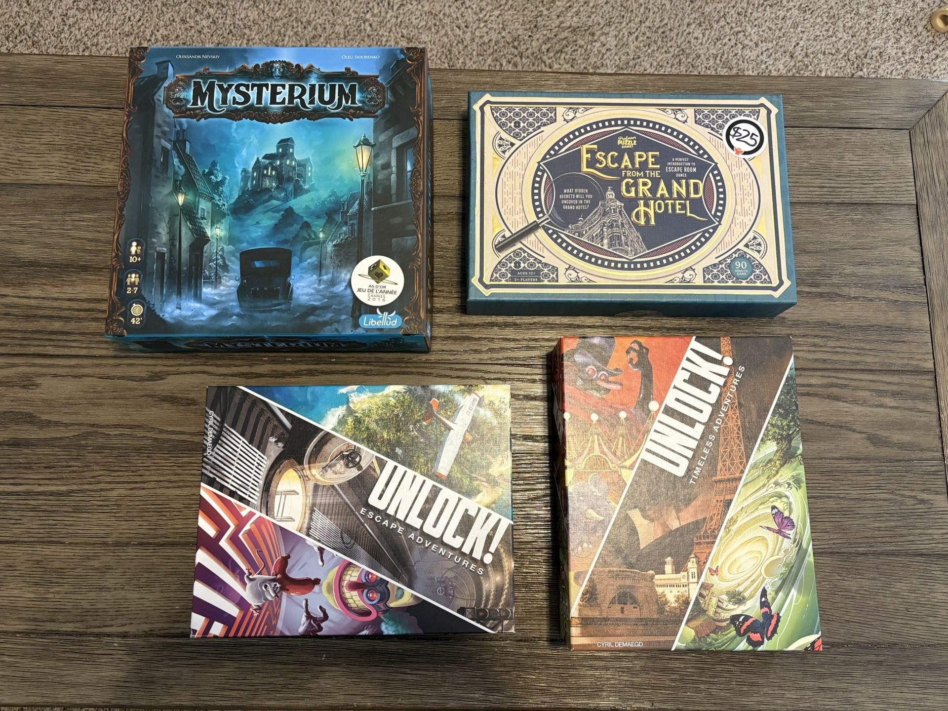 Mystery Board Game Bundle – Mysterium + Unlock + Escape from the Grand Hotel