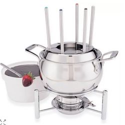 All Clad Stainless Steel 3 Qt Fondue Set with Ceramic Insert 